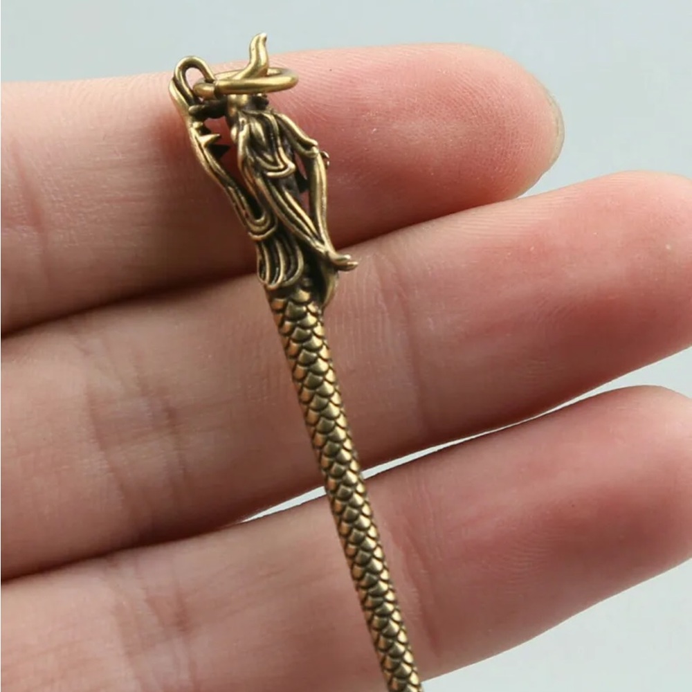 Vintage brass dragon snuff spoon - Picture 6 of 7